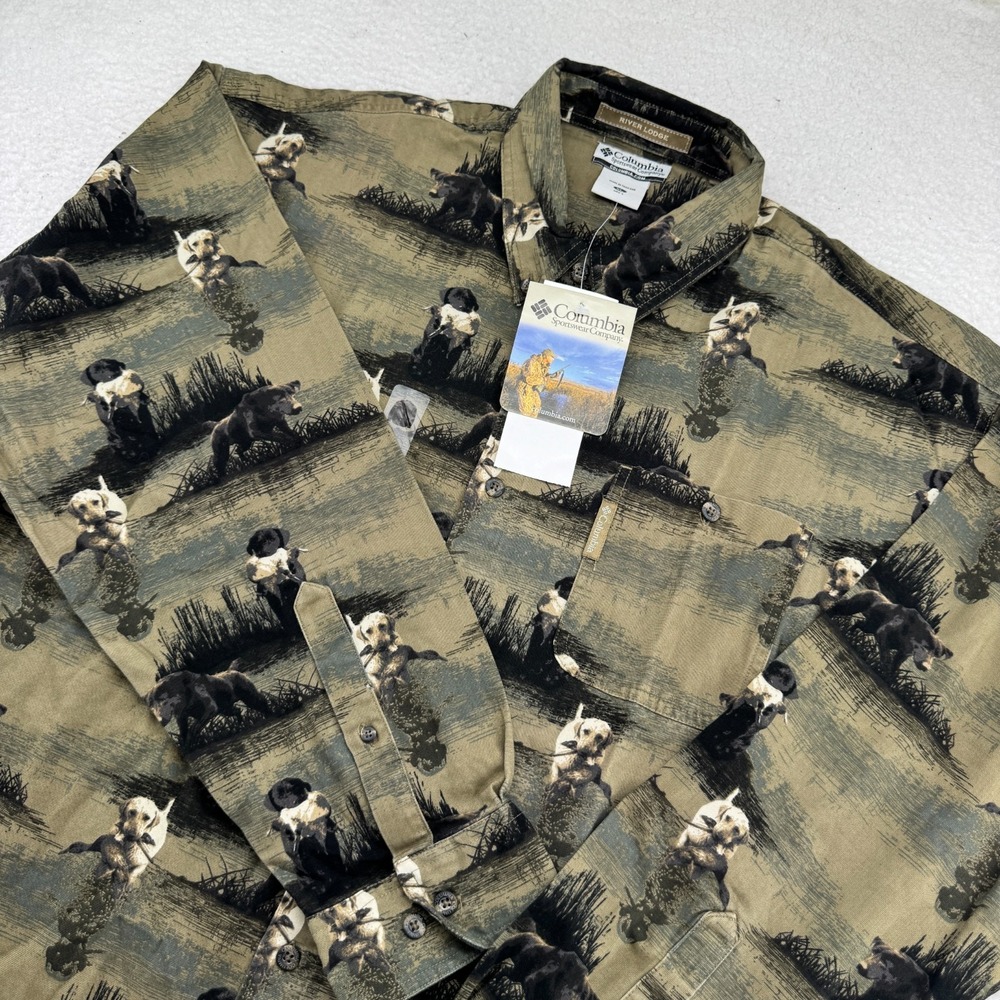 NWT Columbia River Lodge Waterdog Long Sleeve Shirt Mens XL Green Hunting Button